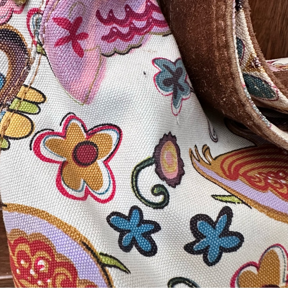 Lucky Brand Floral Patterned Canvas and Suede Tote Bag - Picture 14 of 16